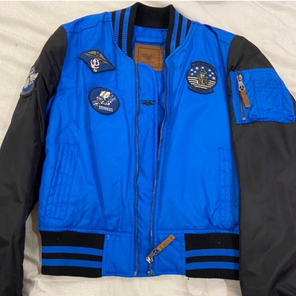 top gun blue bomber jacket